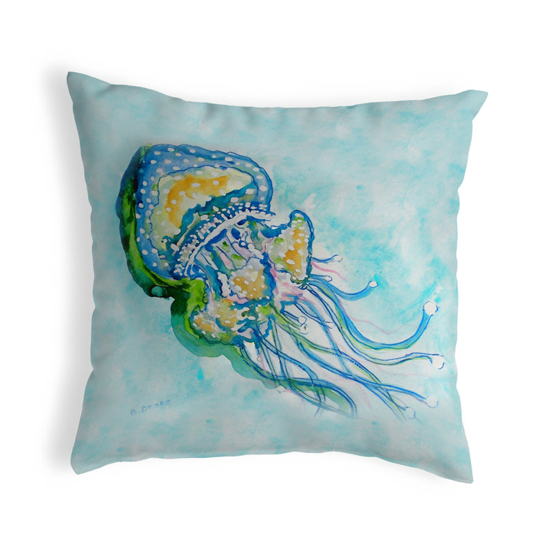 Jellyfish Outdoor Reversible Throw Pillow