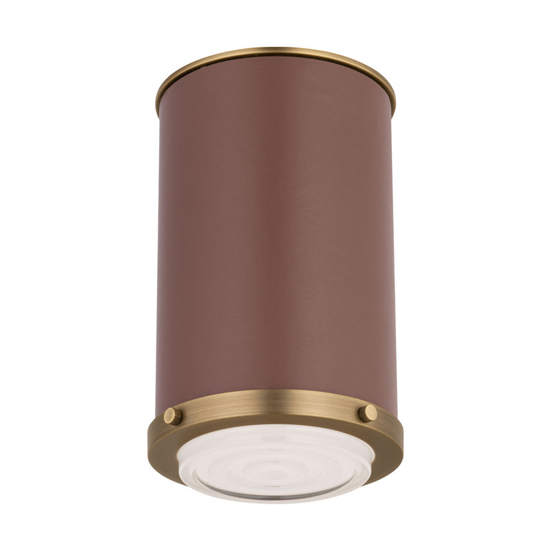 Silk Screen White Inside Clear Outside Glass Shade Flush Mount, Time Worn Brass, No, 40