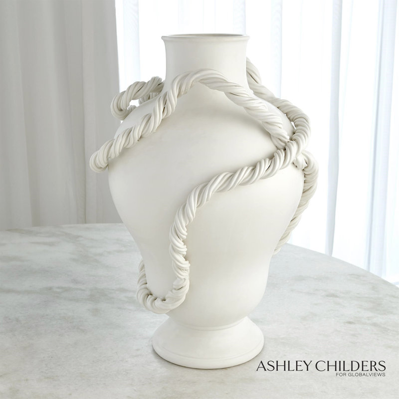 Twisted Vine Vase-Matte White
