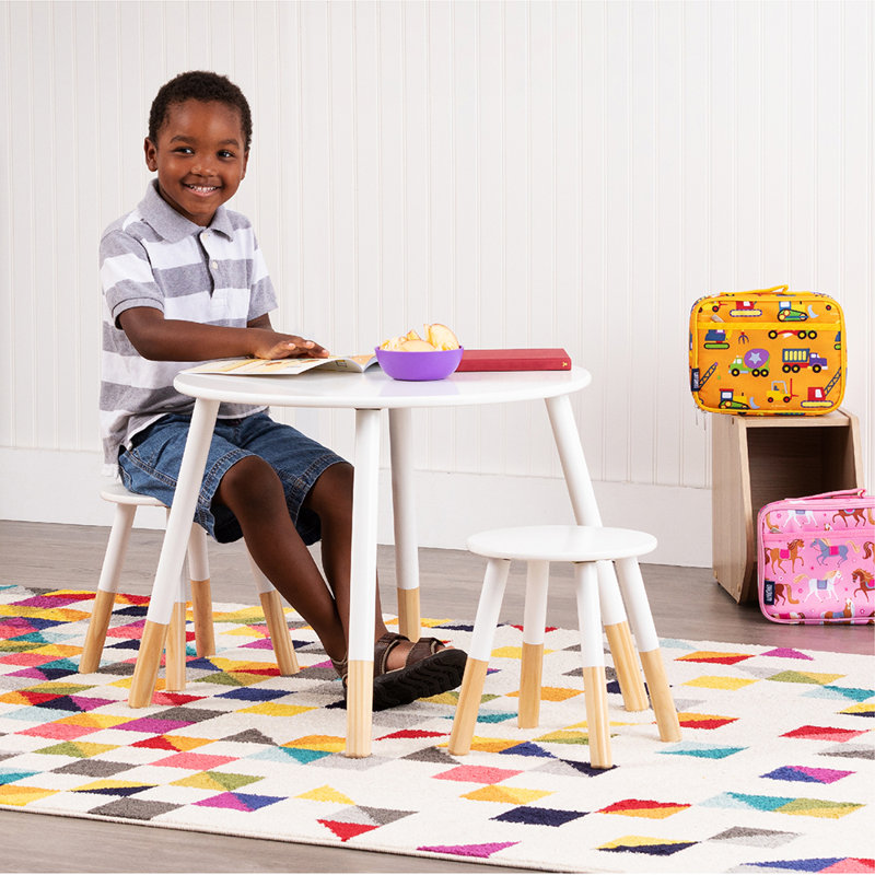 Scandi White and Natural Solid Wood Kids Table and Chair Set
