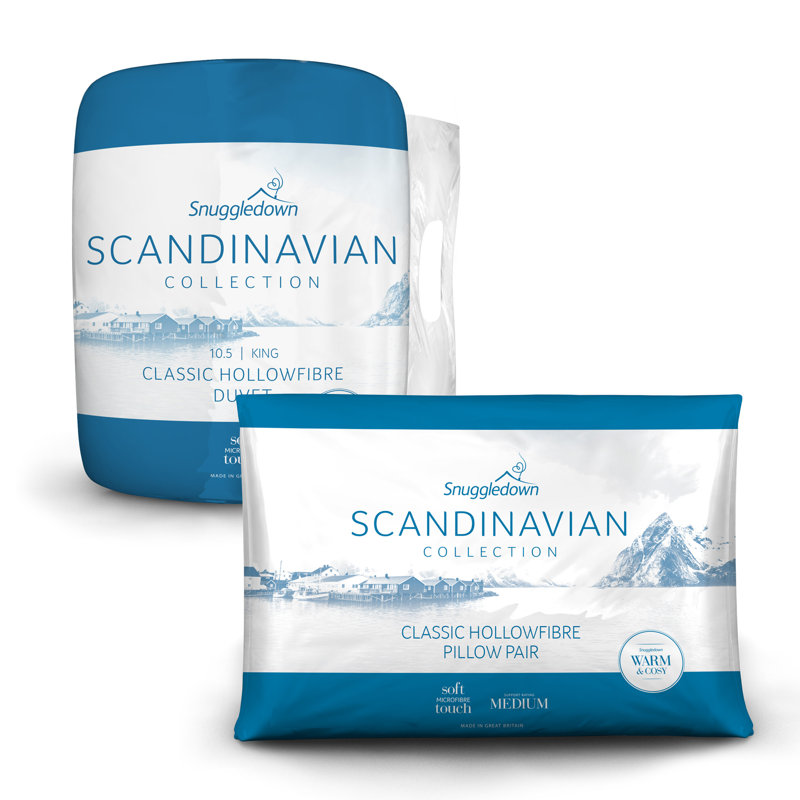 Snuggledown Scandinavian Hollowfibre 10.5 Tog All Year Round Duvet with 2 Pillows, Kingsize