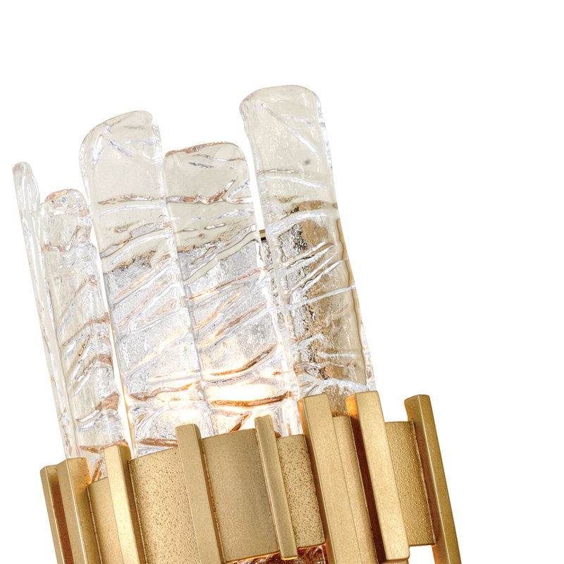 Silver Leaf Hand-Crafted Iron Sconce with Polished Accents and Clear Glass
