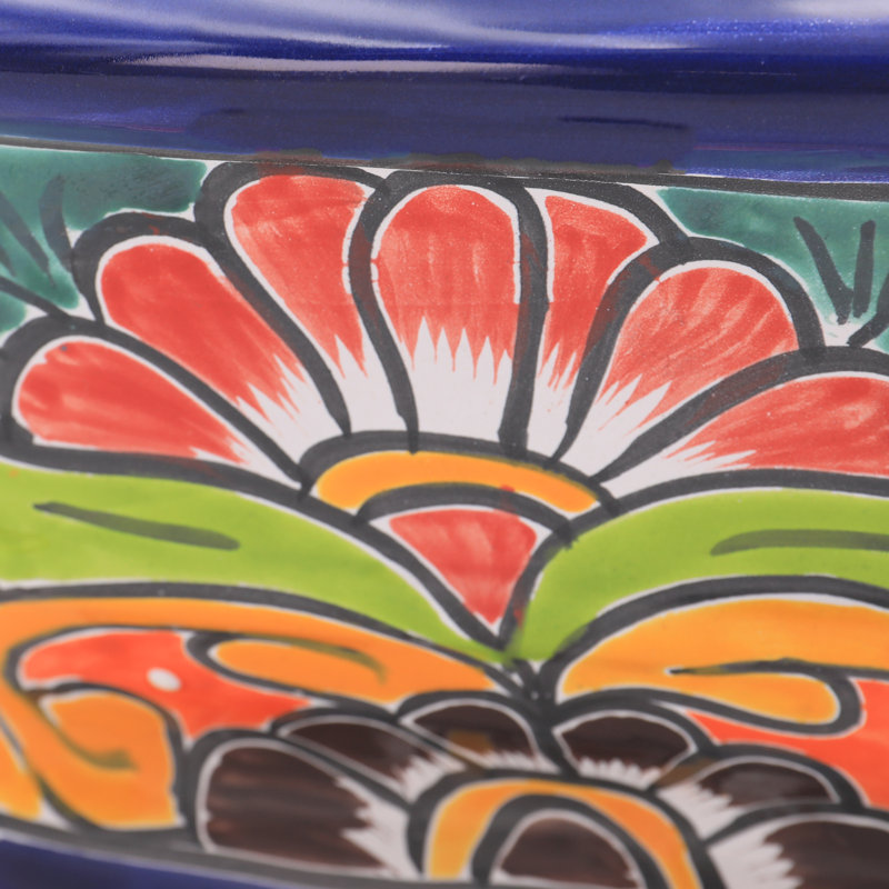 Pot à fleurs en céramique Talavera, H 5 po x l 12 po x P 5 po