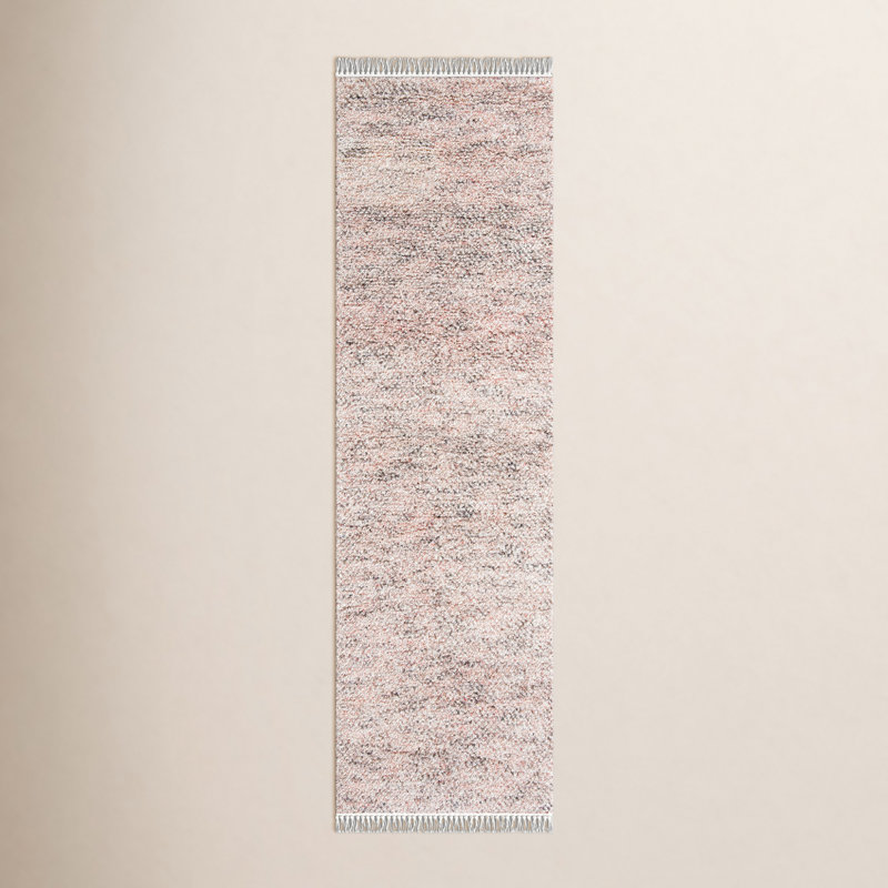 Tapis beige / gris en laine noué à la main Wyly, Tapis de couloir 2 pi 3 po x 8 pi