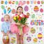 Décorations murales de Pâques autocollants Joyeuses Pâques, œufs, fleurs, décalcomanies murales, petite pièce, autocollants muraux pour le printemps, bureau à domicile, école, fête, porte, fenêtre, décoration