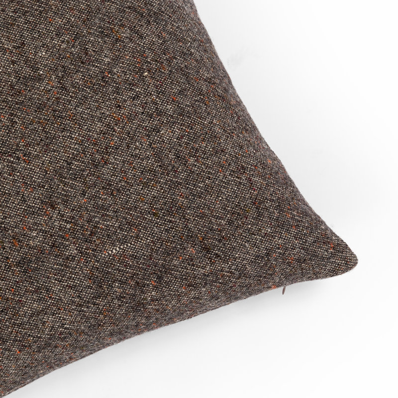 Hasselt Ebony Stonewash Linen and Wool Reversible Throw Pillow