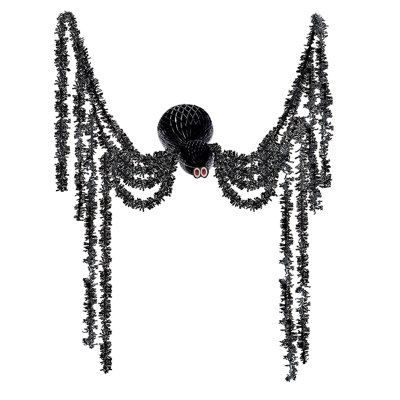 XL Black Spider Front Door Decor Haunted House Huge Fake Cobweb Outdoor Halloween Prop