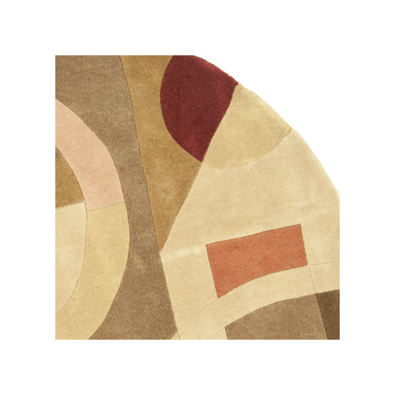 Bertien Abstract Handmade Tufted Wool Beige Area Rug, Rectangle 8' x 11'