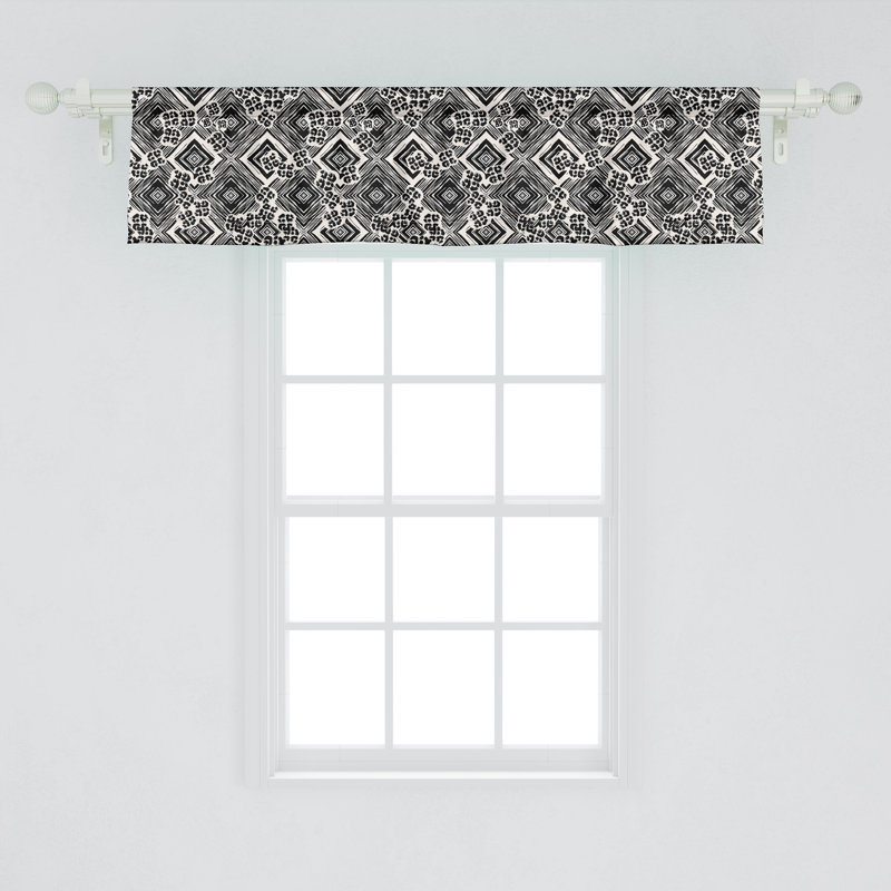 Ambesonne, cantonnière abstraite, paquet de 2 brosses à encre, style Argyle, coquille d'œuf pâle, noir, L 54 po x L 12 po