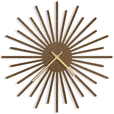 Large Metal Silent Wall Clock Sun Shape Wall Sculpture Hangings Modern Home Decor Living Room -  SIGNLEADER, MTC-0102-2311-P.MGD-B.BZ-24x24