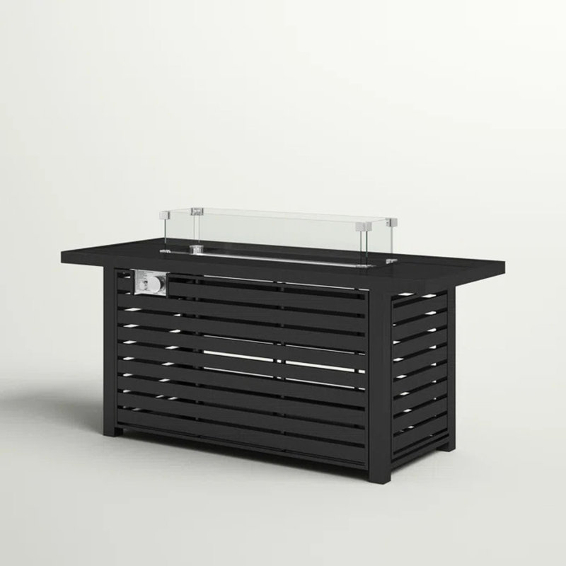 24" Steel Propane Fire Pit Table With Cover - Create A Warm And Inviting Outdoor Setting. Construction, Neutral Tone. Slatted Base For Airy Ambiance. Fireplace Lid, Cover, Lava Rocks, Glass Beads.