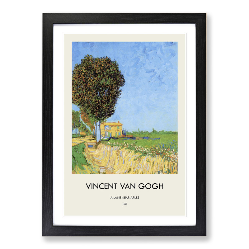 A Lane Near Arles by Vincent Van Gogh - Picture Frame Painting, Black Framed, 48cm H x 36cm W x 2cm D