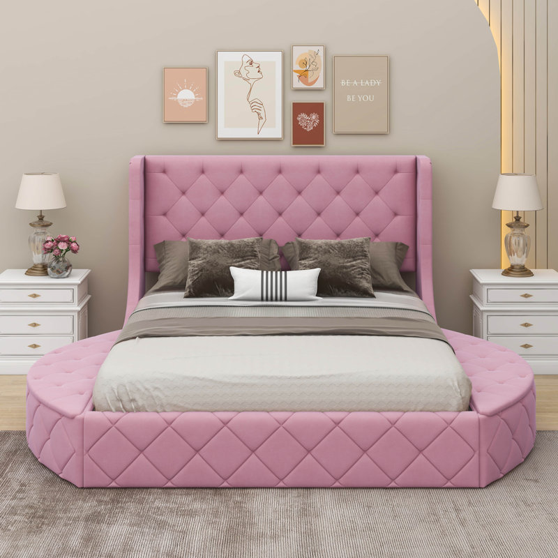 Arenberg Upholstered Queen Storage Bed, Pink