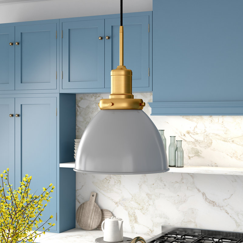 Madison 1 - Light Single Pendant, Matte Gray/Brass