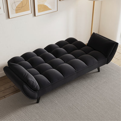 Black 57" For Apartment Living - Two , Bed Transform Feature, Multiple Positions, Quick Installation Process, Velvet Fabric, Sponge Cushion, Strong Solid Wood Frame Comfortable & Seat Convertible To