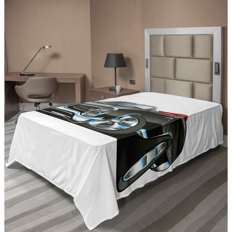 Caricature de dessus de voiture Ambesonne, Drap plat pour lit simple TG