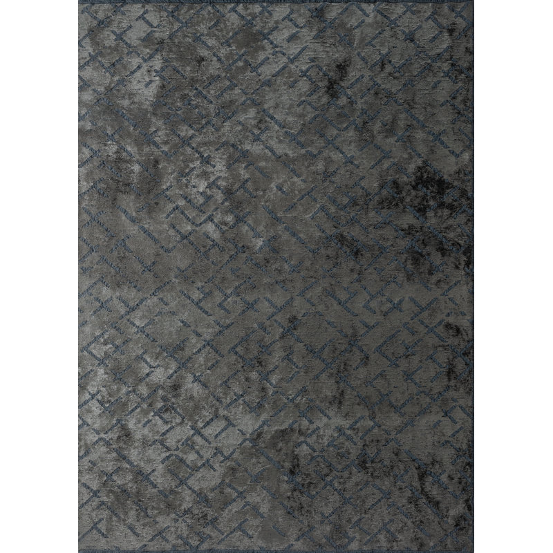 Rapture Dark Blue/Gray/Black Geometric Luxury Area Rug, Rectangle 7'10" x 11'2"
