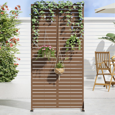 Privacy Metal Screen Fence Panel Horizontal Stripe Pattern