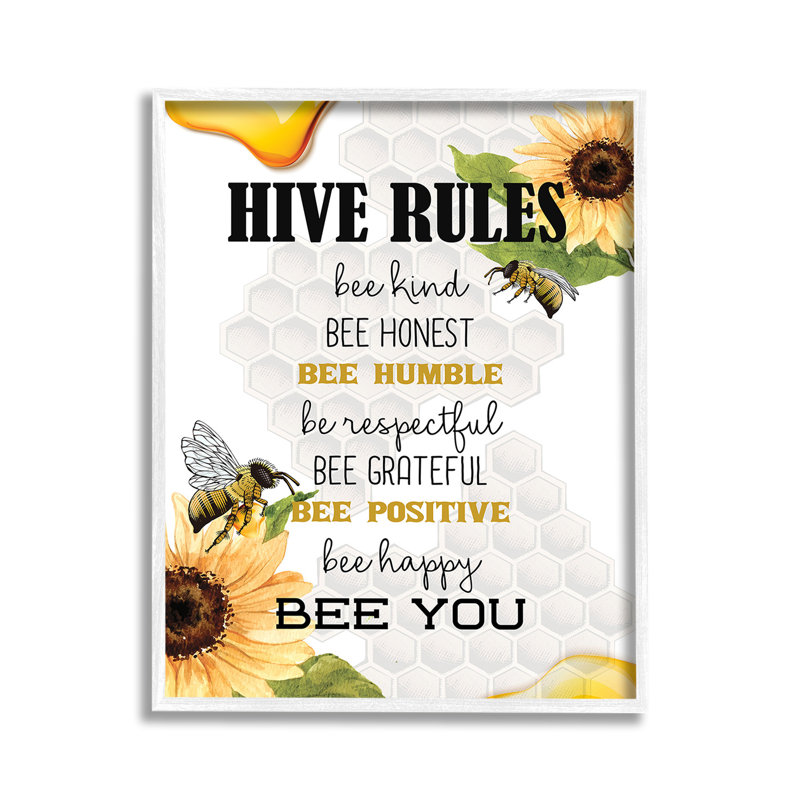 «Bee Hive Rules Single Photo Frame» par Kim Allen sur toile, Giclée encadrée blanc bord de mer, H 14 po x l 11 po