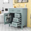 Meuble-lavabo de salle de bain avec lavabo en céramique, 3 tiroirs et armoire de rangement-930778809
