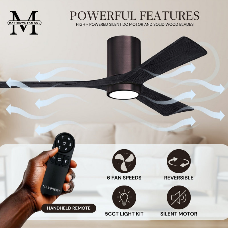 Irene LED Ceiling Fan, Matte Black, Brushed Bronze, 42"