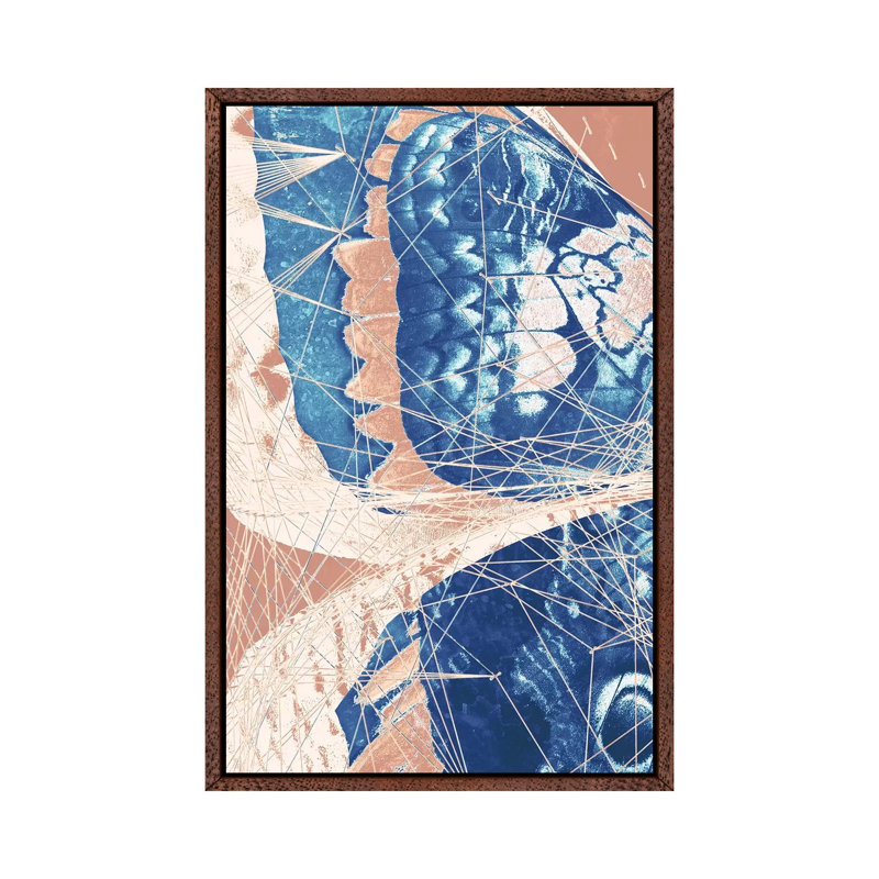 Butterfly Triptych I - Painting on Canvas, 152.4cm H x 101.6cm W x 3.81cm D, Classic Brown Wood Framed