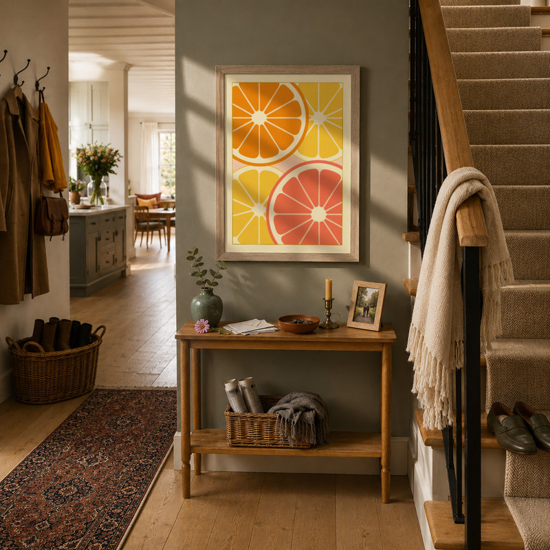 Citrus Grid Modern - Framed Print, A2 - 59.4 x 42.0 cm, Oak