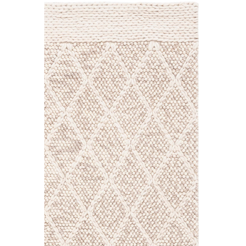 Sholley Hand Woven Wool/Pet Wool/Cotton Geometric Rug in Brown/Ivory, Rectangle 3' x 5'
