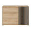 Sideboard 120 cm, Scandinavian Style with Slatted Front, 3 Drawers & 1 Door, Storage Cabinet for Bedroom or Living Room, Engineered Wood, Mauvella Oak Effect/Black, 117.8 × 84.9 × 41.7 cm