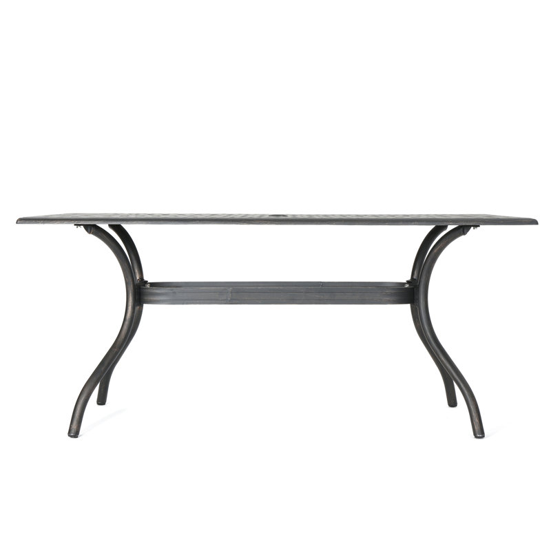 68" Rectangle Cast Aluminium Patio Table With Copper Grace In Shiny Hue