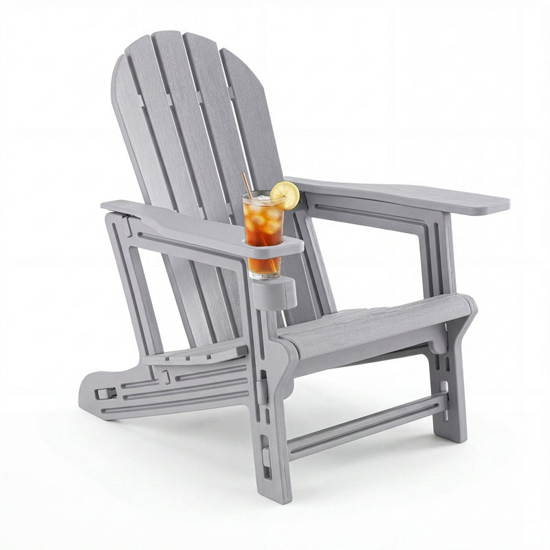 Chaise Adirondack en PEHD avec porte-gobelet, Gris