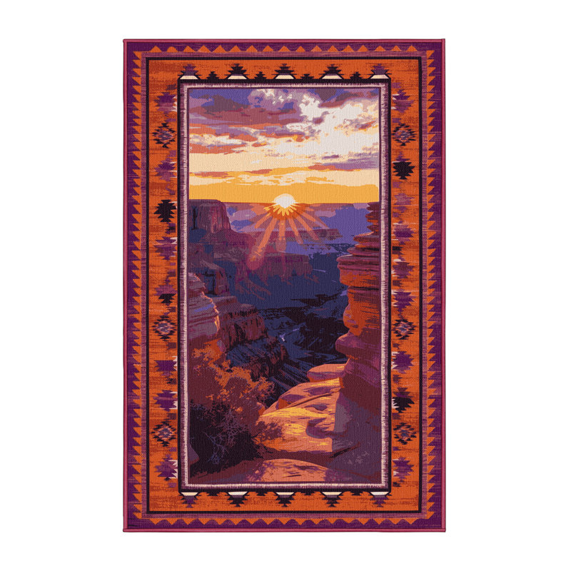 Washable Canyon Sunrise Southwestern Area Rug, Rectangle 2' x 3'