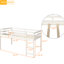 Lit mezzanine simple blanc avec armoire de rangement et bureau mobile, bureau roulant stable - blanc, fabrication fiable-691317975