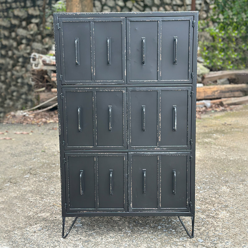 Modern Black Iron Accent Cabinet, Black