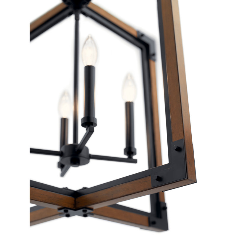Lustre carré de style lanterne à 4 lumières