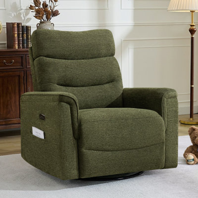 Fauteuil inclinable, oscillant et pivotant surdimensionné de 36 po en chenille avec appui-tête réglable, USB et Type-C, verrouillage de position, siège très large de 26 po