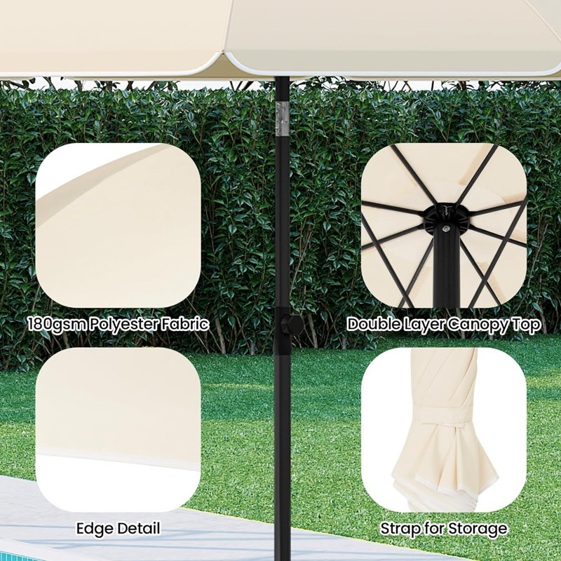 Breshay Beach Parasol, 203cm H x 195cm W x 195cm D, Beige