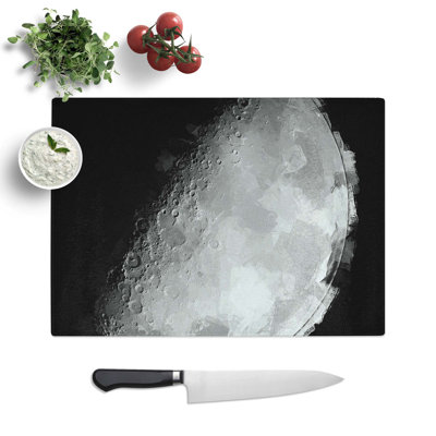 Tempered Glass the Moons North Pole in Abstract Chopping Board