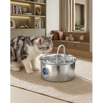 Stainless Steel Cat Water Fountain for Indoor Use, 88oz/2.6L Quiet Water Dispenser for Cats & Small Animals, Ideal Pet Feeding & Watering Supplies