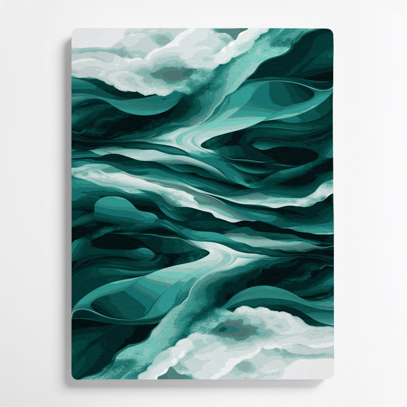 Paysage abstrait 40, art mural en métal vert, H 12 po x l 18 po