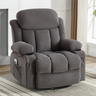  Fauteuil inclinable de massage en velours à 360 degrés avec fauteuil berçant et fauteuil berçant de ton gris