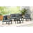 6 - Piece Outdoor Furniture : Half Moon Sectional With 2 High Low Round Coffee Tables, Pe , Tempered Glass, 4 Comfort Focused Pillows For Backyard Retreat Group , Removable Cushions Poolside Lounge-2041128561