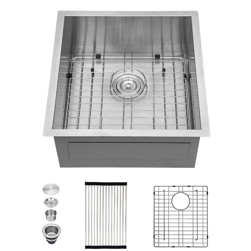 Évier de cuisine encastrable 13 po - 13 po x 15 po x 9 po - Évier de cuisine en acier inoxydable encastrable à profondeur unique de calibre 16 de 9 po