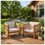 Ensemble de 2 fauteuils club d'extérieur avec structure en bois d'acacia et coussins beiges