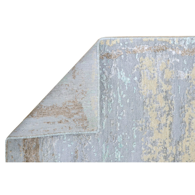 Tapis unique argenté / doré / bleu 8 pi x 9 pi 11 po