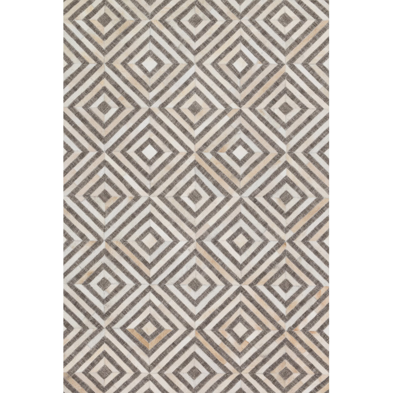 Winnett Cowhide Geometric Indoor Rug, Rectangle 9'3" x 13'