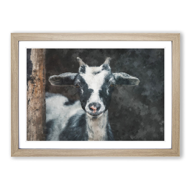 Goat Vol.2 - Picture Frame Painting, Oak Framed, 27cm H x 36cm W x 2cm D