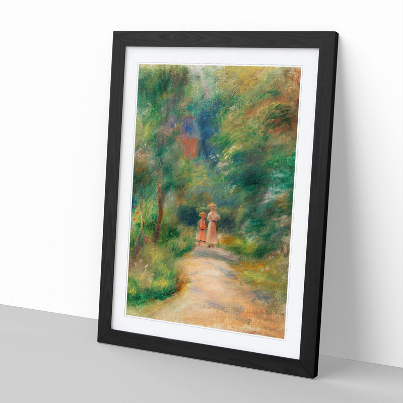 Two Figures on a Path by Pierre-Auguste Renoir - Framed Print, 36cm H x 27cm W x 2cm D, Black Framed