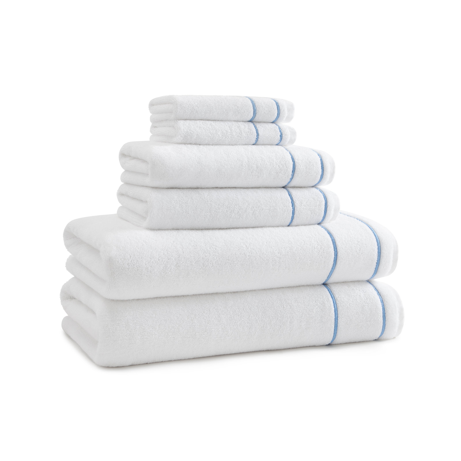 Lillet Cotton Hand Towel, White/Periwinkle