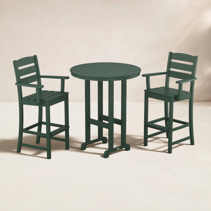 Lakeside 3-Piece Round Bar Arm Chair Set, Green